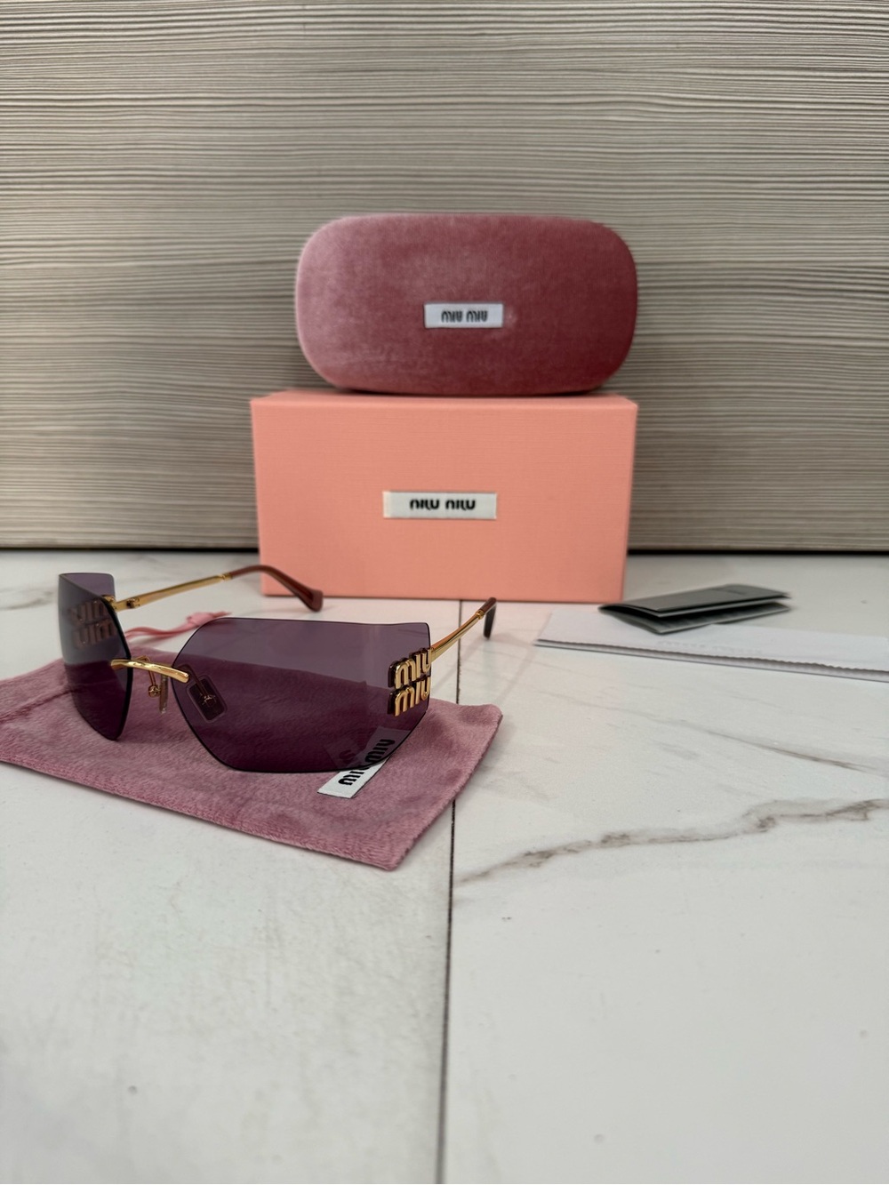 Miu Miu SMU 54YS Gold/Light Purple Brown Sunglasses
